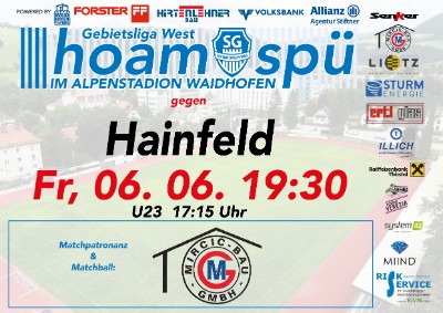 Letztes Heimspiel der Frühjahrssaison 2025 im Alpenstadion gegen Meister Hainfeld am Fr. 06.06.2025